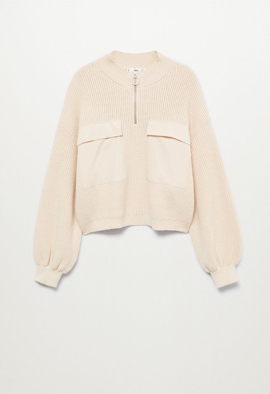 MANGO - Sweater pockets - light beige