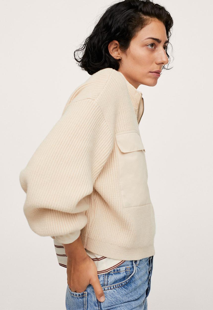 MANGO - Sweater pockets - light beige