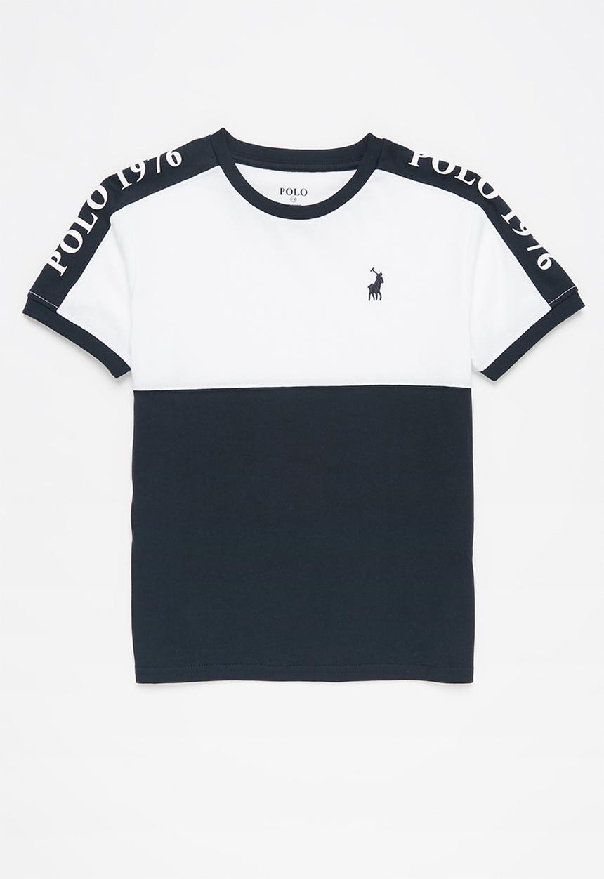 POLO - Boys tyler cut & sew tee - navy & white 