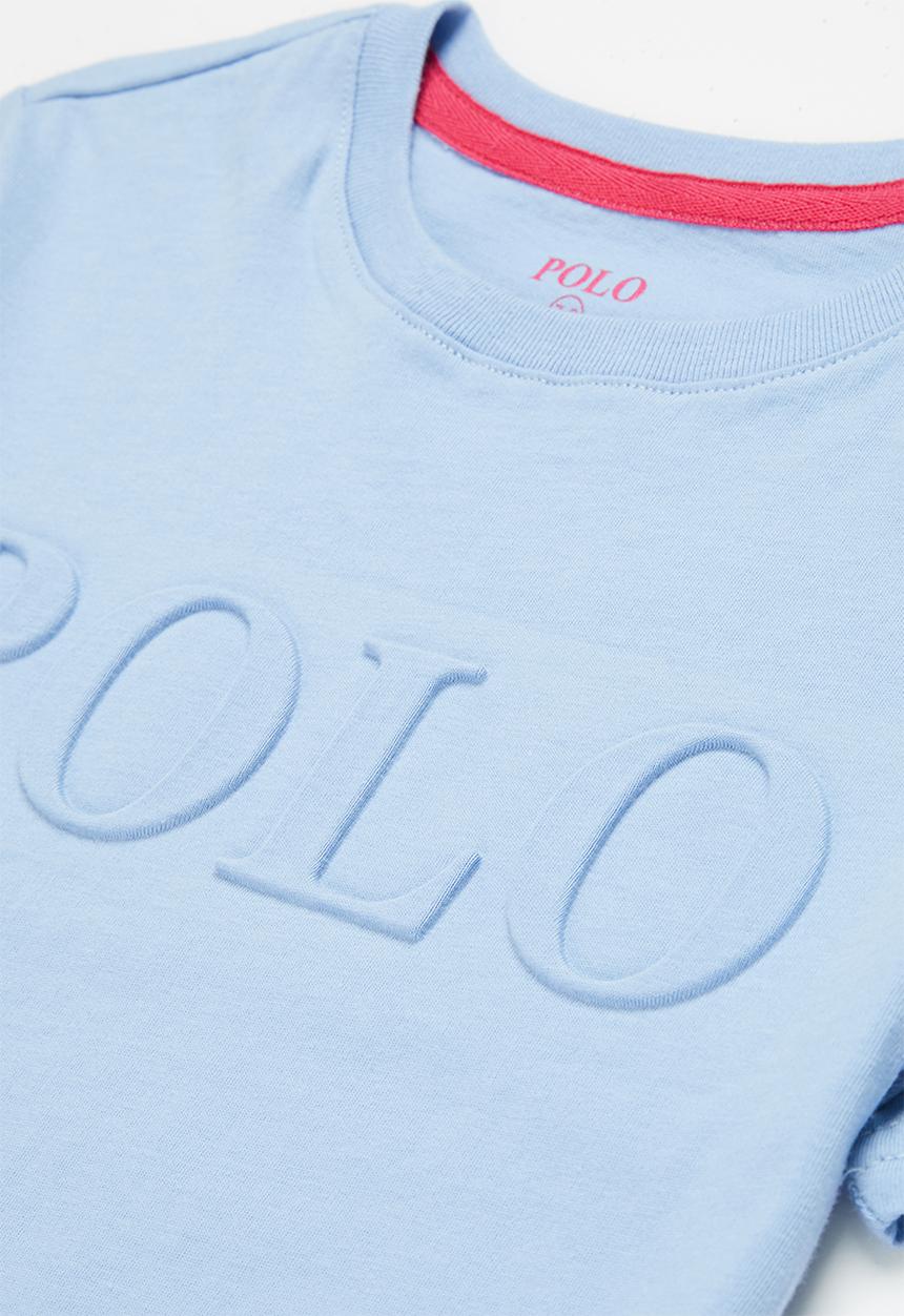 POLO - Girls terri embossed tee - light blue