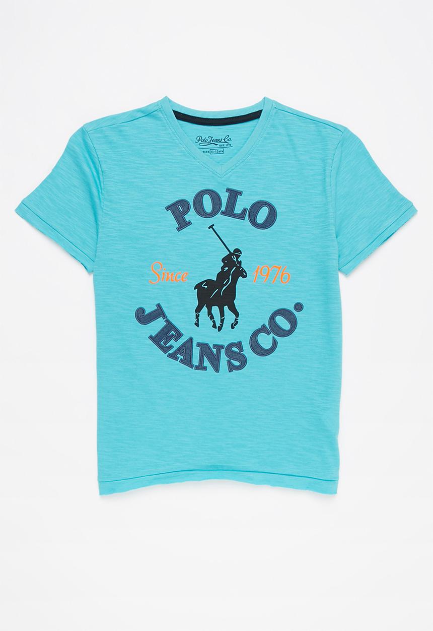 POLO - Boys pjc sebastian printed v neck tee - turquoise