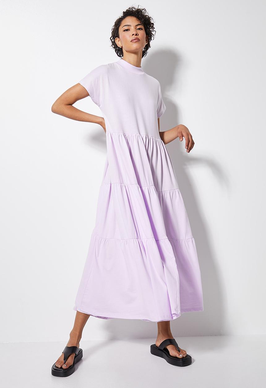 Superbalist - Tiered knit T-shirt dress -  lilac sache