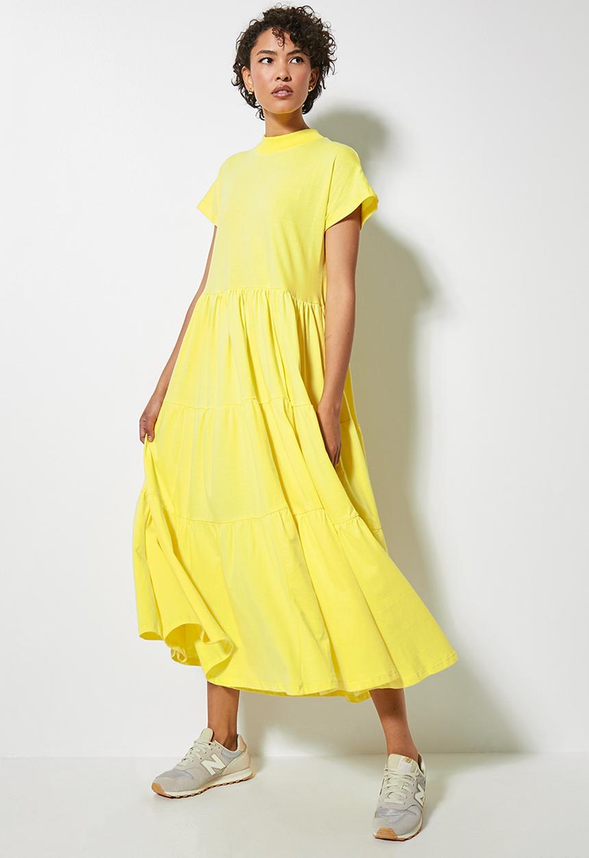 Superbalist - Tiered knit T-shirt dress - lemon verbena