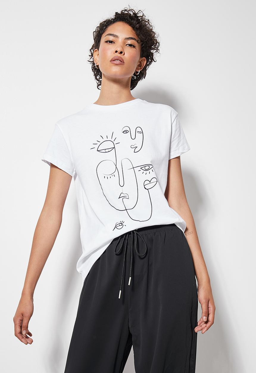Superbalist - Abstract doodle tee - white