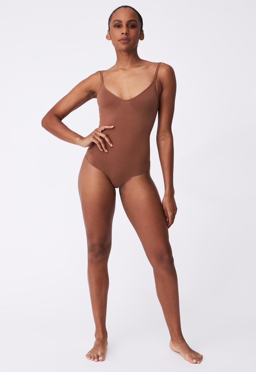 Cotton On - Go figure plunge bodysuit - chocolate mousse