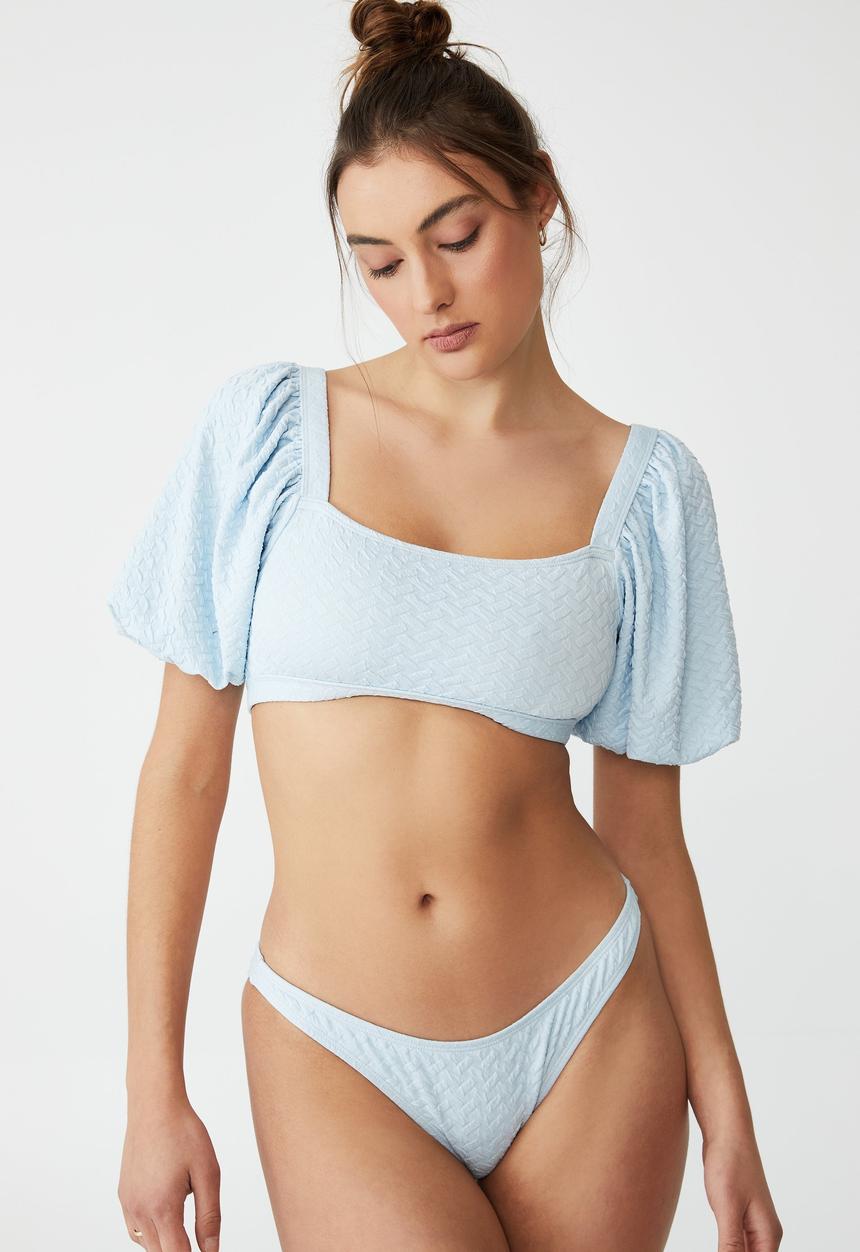 Cotton On - High side brazilian seam bikini bottom - sea salt blue