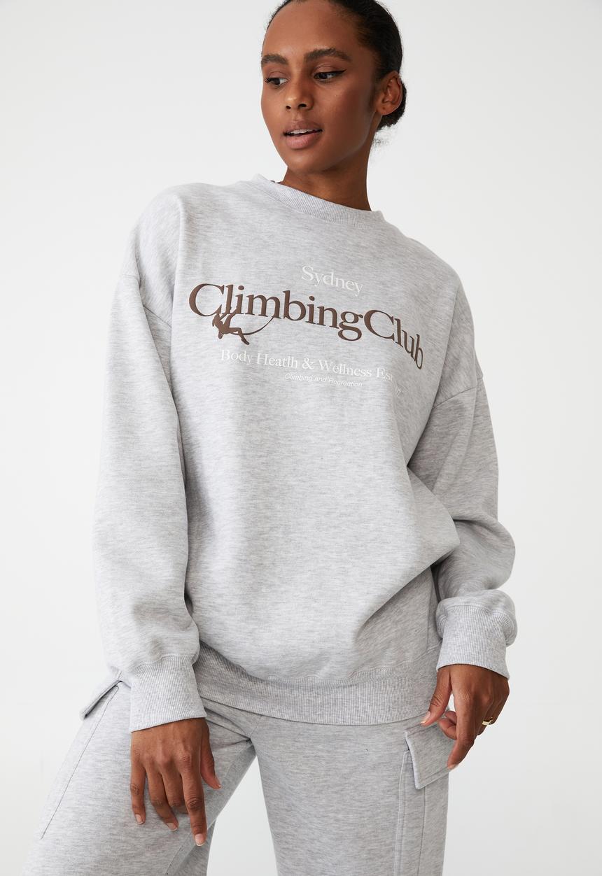 Cotton On - Lifestyle oversized graphic crew - grey marle