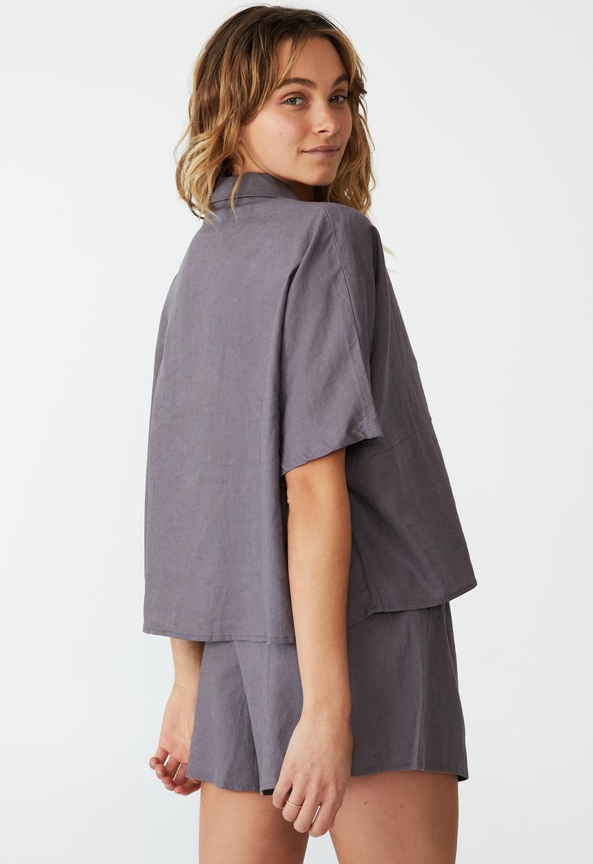 Cotton On - Linen blend sleep set - very berry