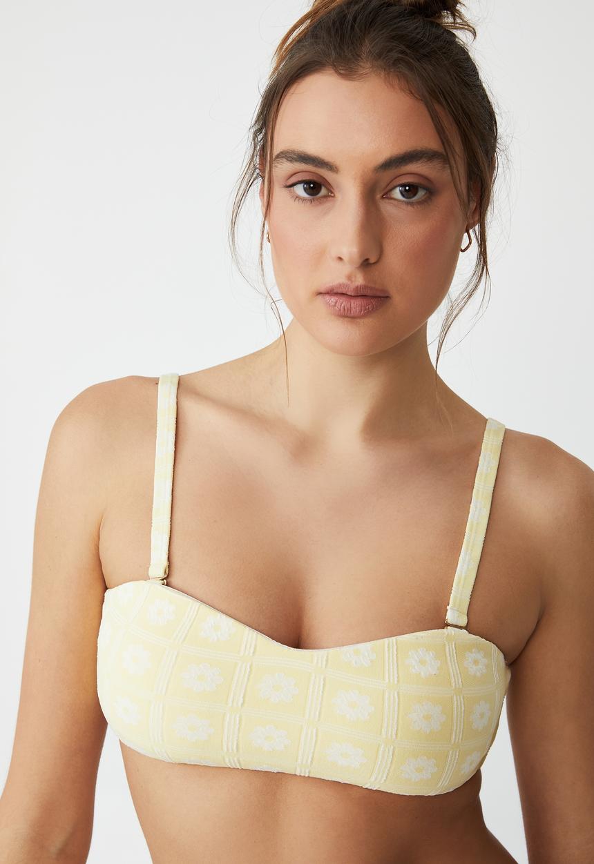 Cotton On - Sweetheart crop bikini top - butter popcorn