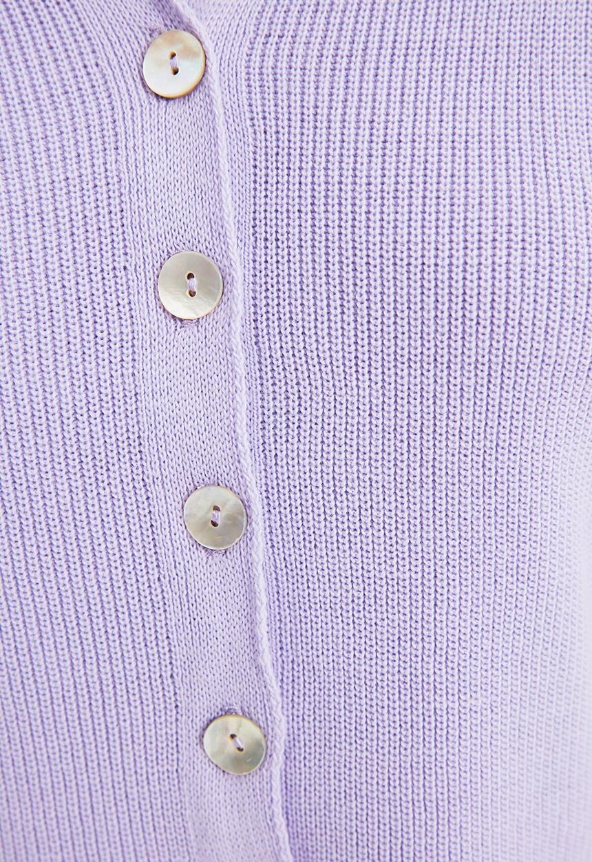 Trendyol - Polo collar crop knit t-shirt - lilac