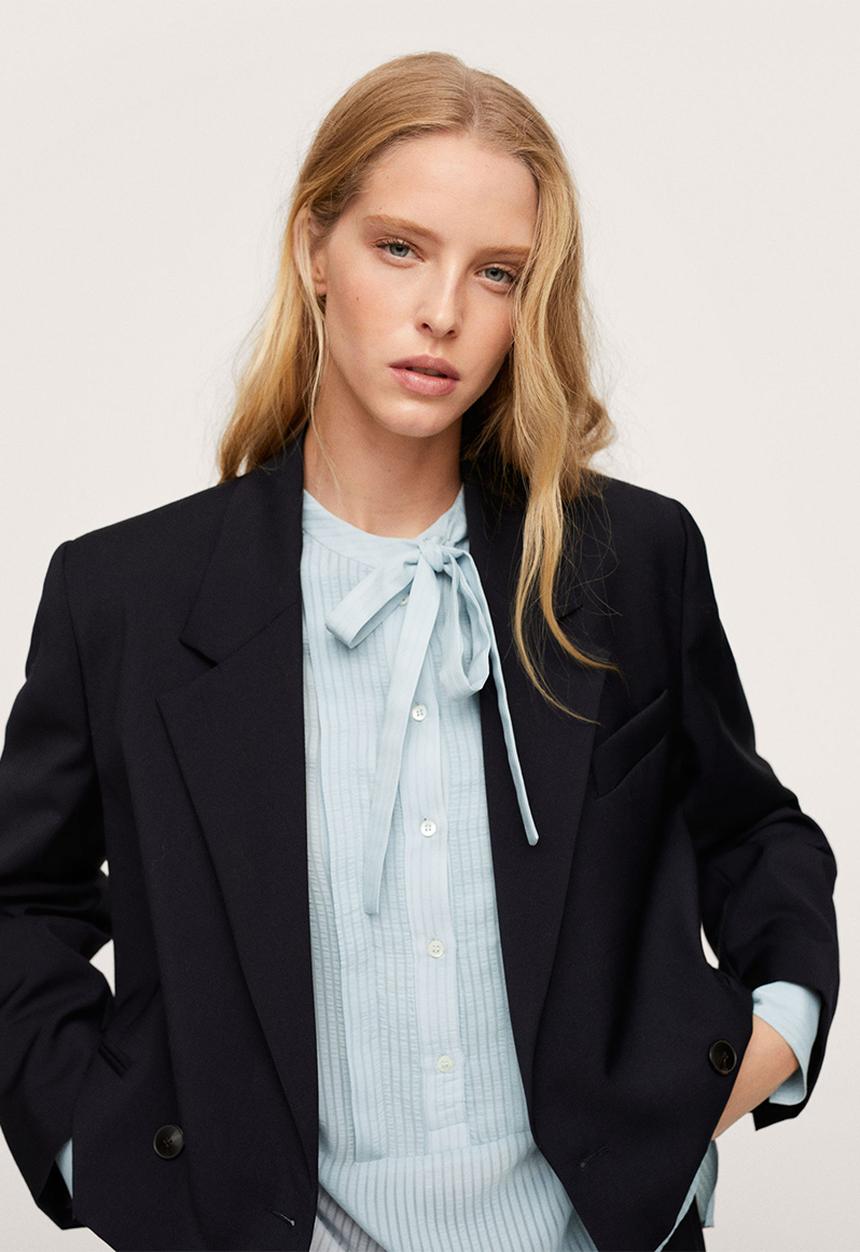 MANGO - Blouse blanca - medium blue