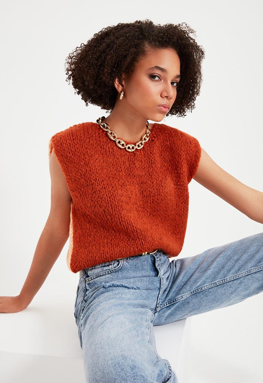 Trendyol - Color block knitwear sweater - cinnamon