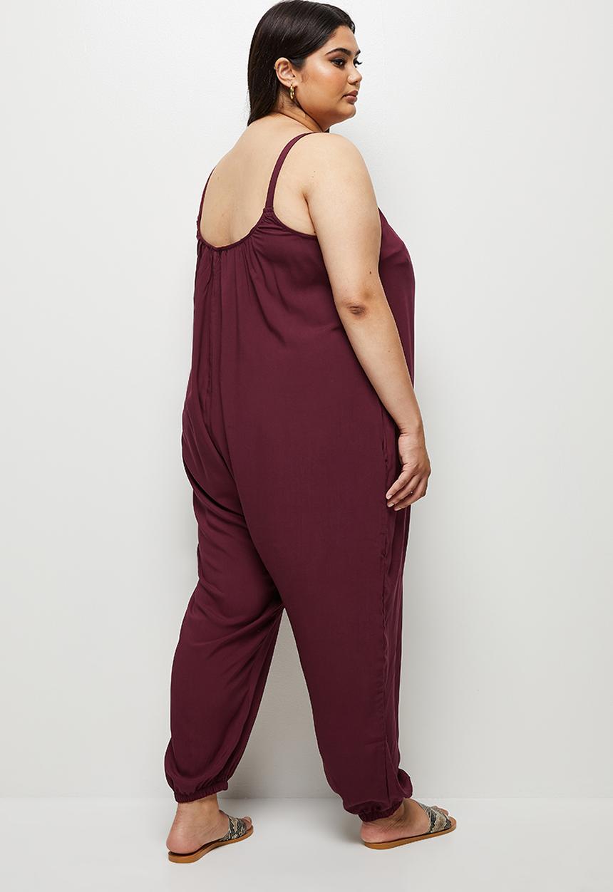 edit Plus - Oversized woven jumpsuit - berry