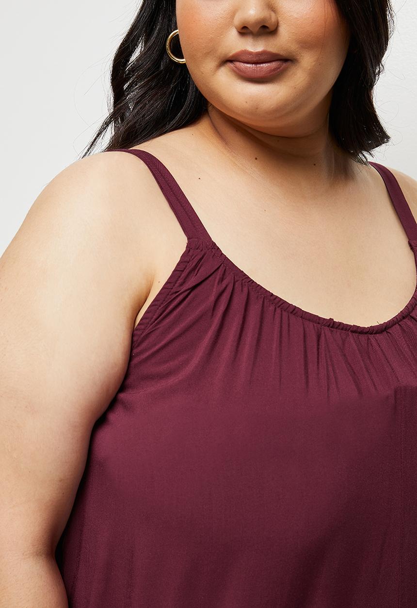 edit Plus - Oversized woven jumpsuit - berry