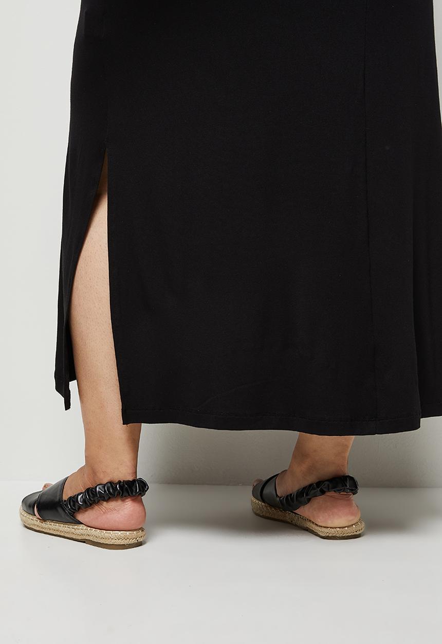 edit Plus - V-neck knit column maxi dress - black