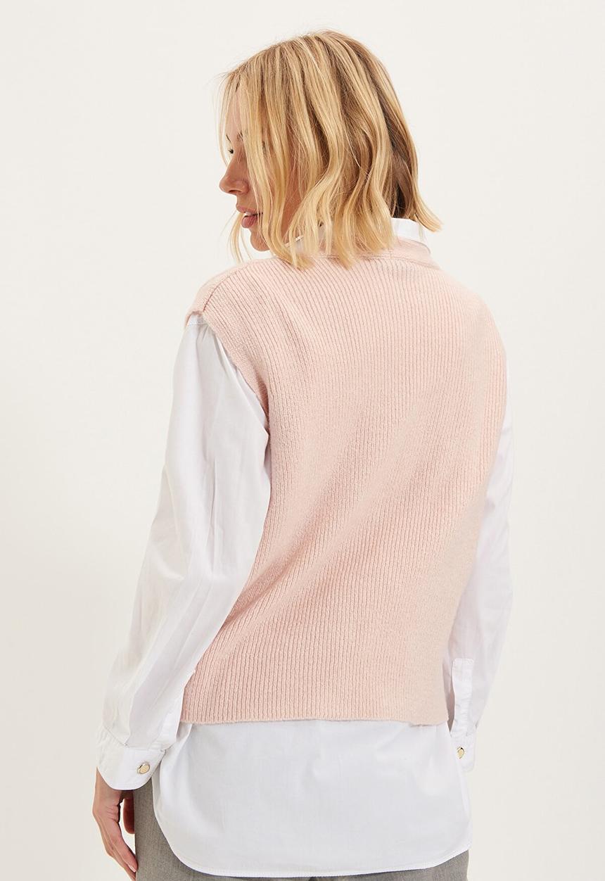 Trendyol - Button knit sweater - powder pink