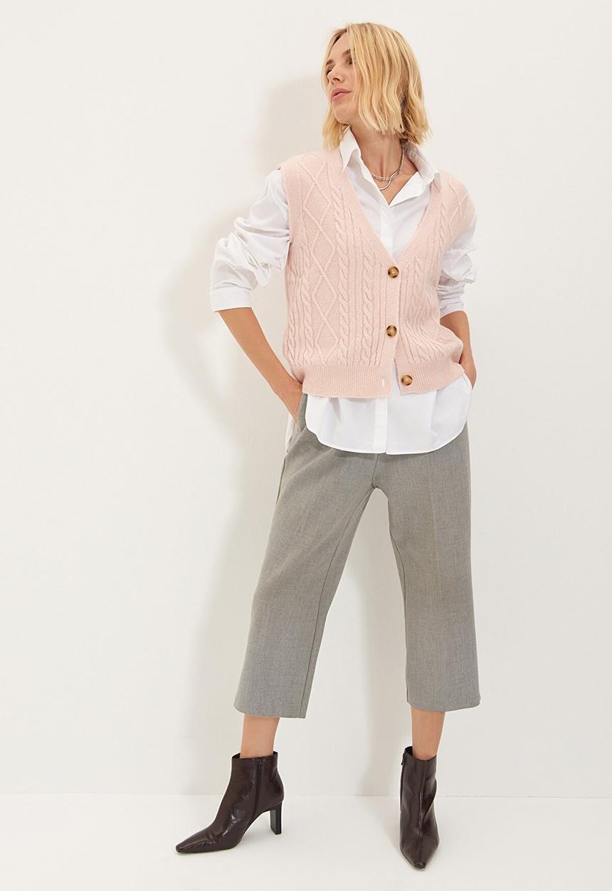 Trendyol - Button knit sweater - powder pink