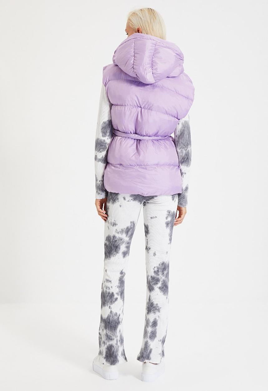 Trendyol - Belt hooded puffer vest - purple