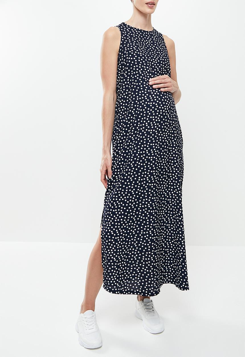 Superbalist - Maternity high neck trapeze dress - navy & white 