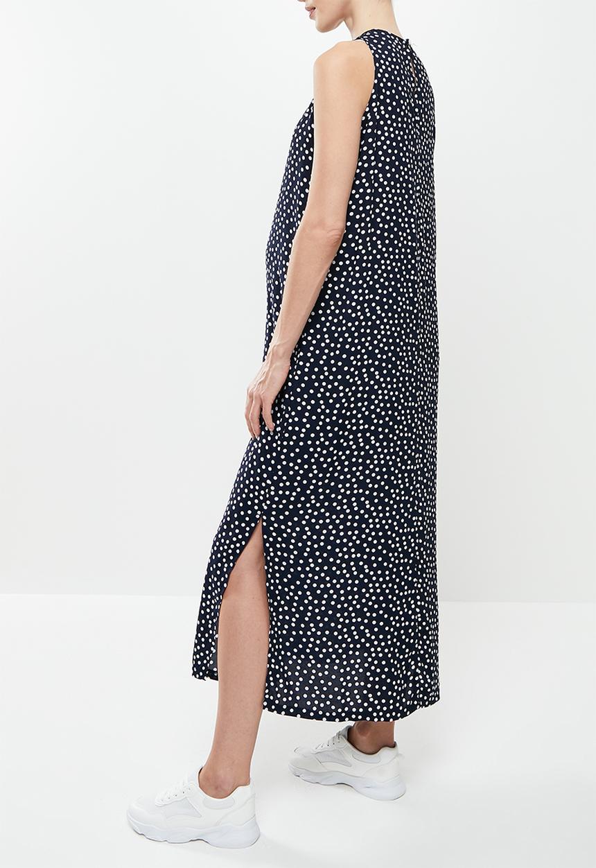Superbalist - Maternity high neck trapeze dress - navy & white 