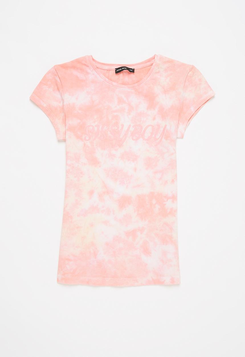 SISSY BOY - Oliana basic round neck tee - pink & white