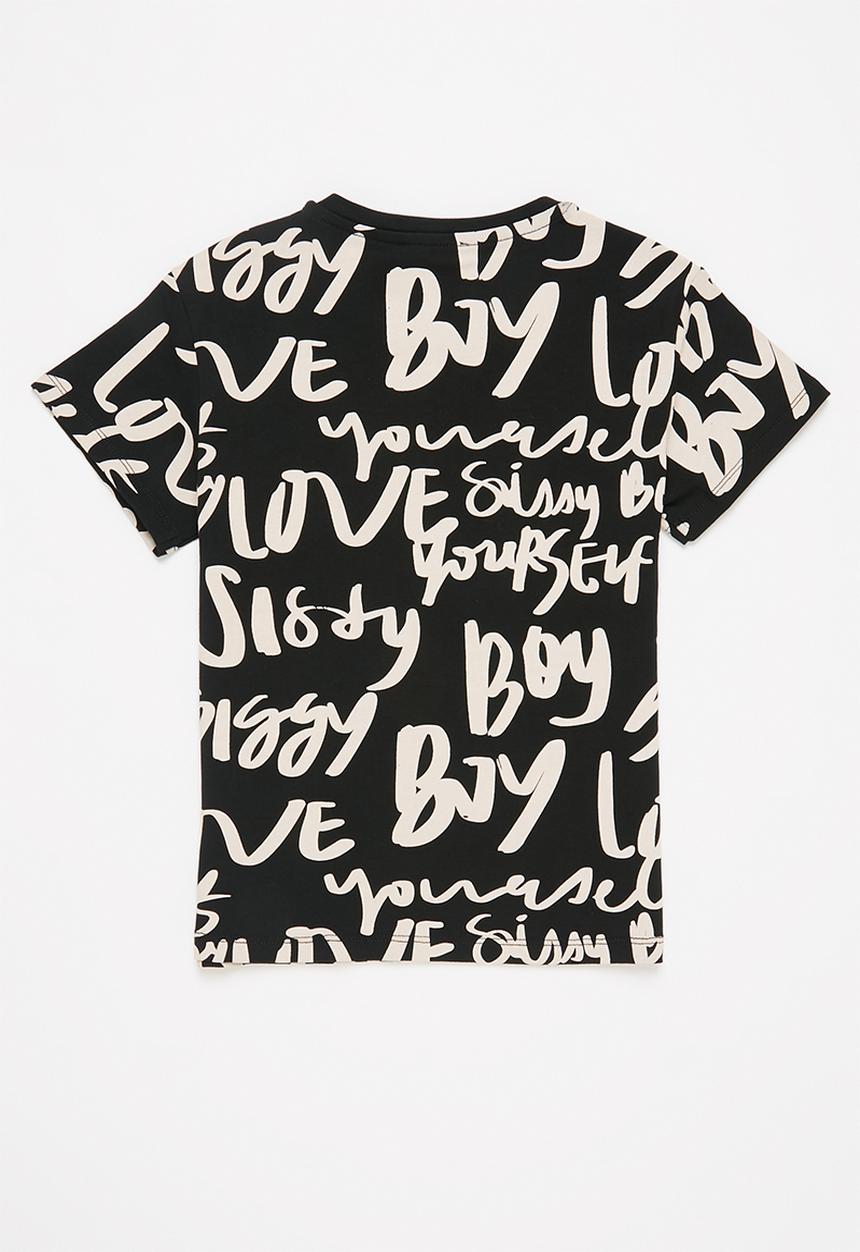 SISSY BOY - Rikki round neck tee - black & white