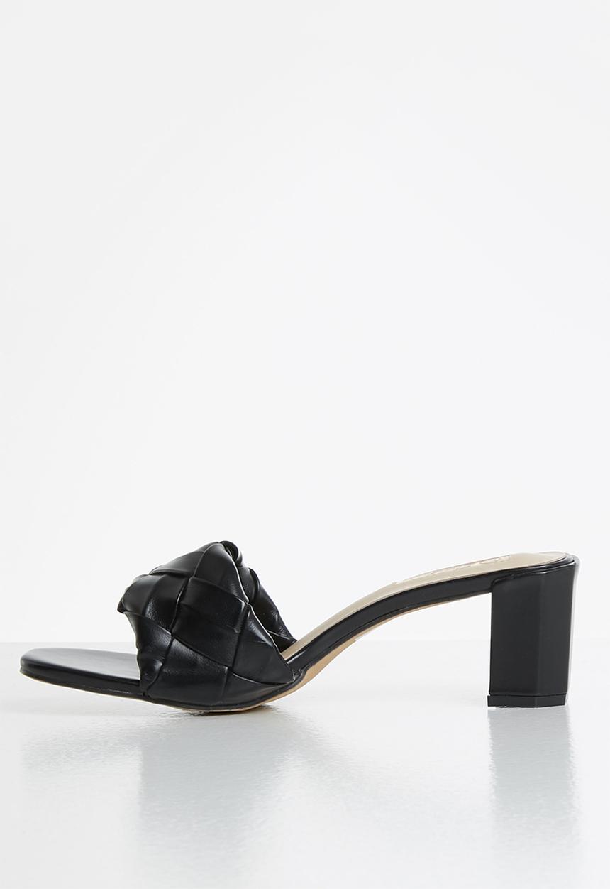Seduction - Woven block heel mule - black