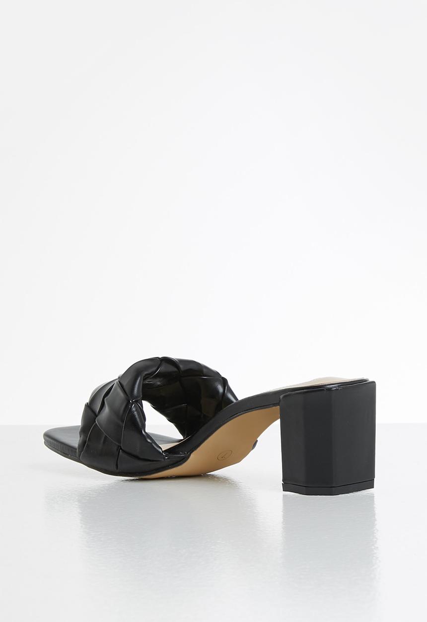 Seduction - Woven block heel mule - black
