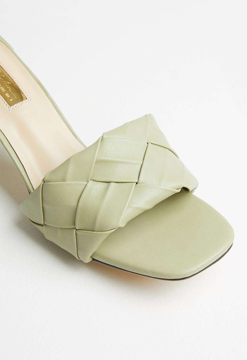 Seduction - Woven block heel mule - sage