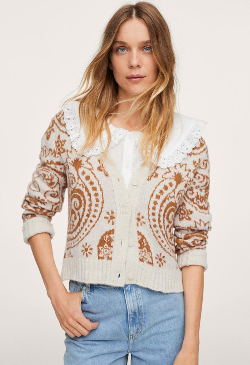 MANGO - Cardigan paisley - light beige