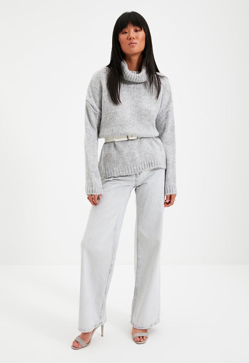 Trendyol - Turtleneck knit sweater - grey