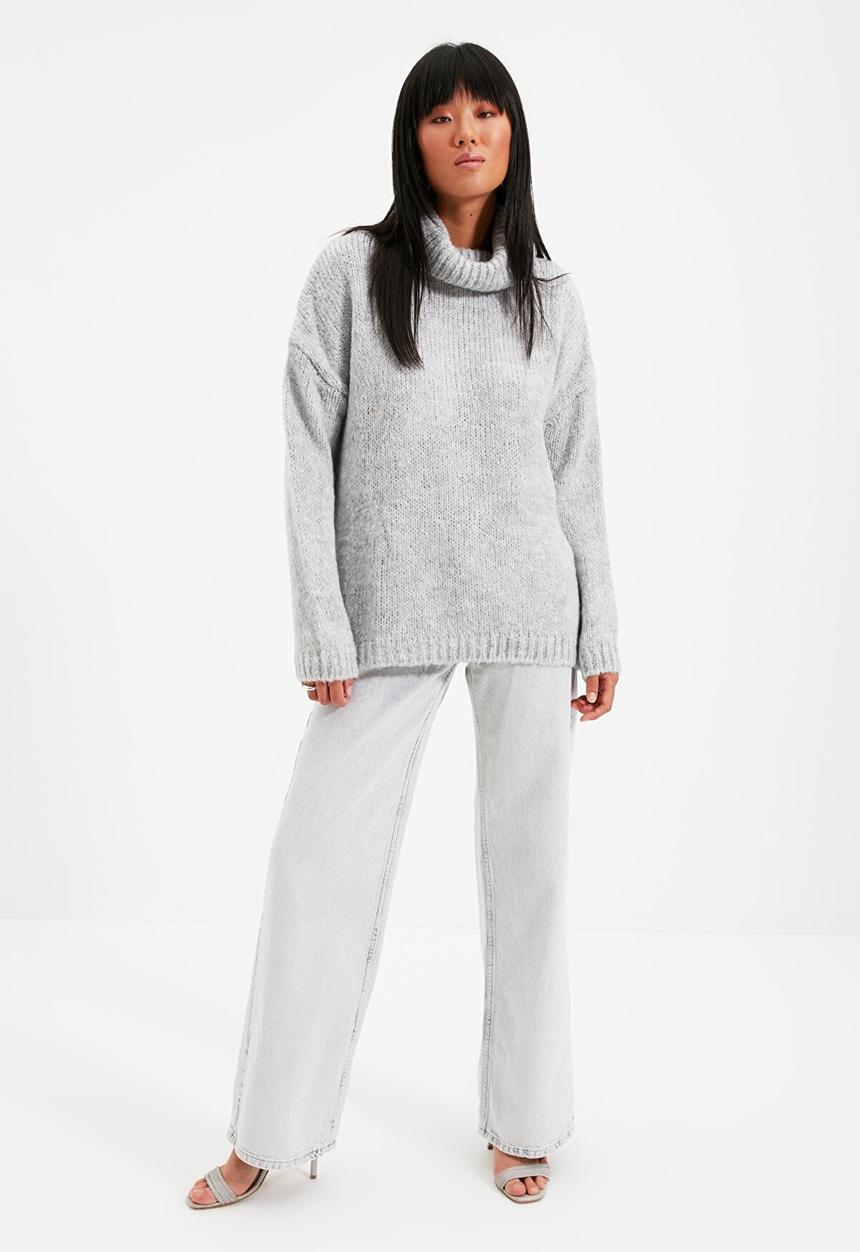 Trendyol - Turtleneck knit sweater - grey
