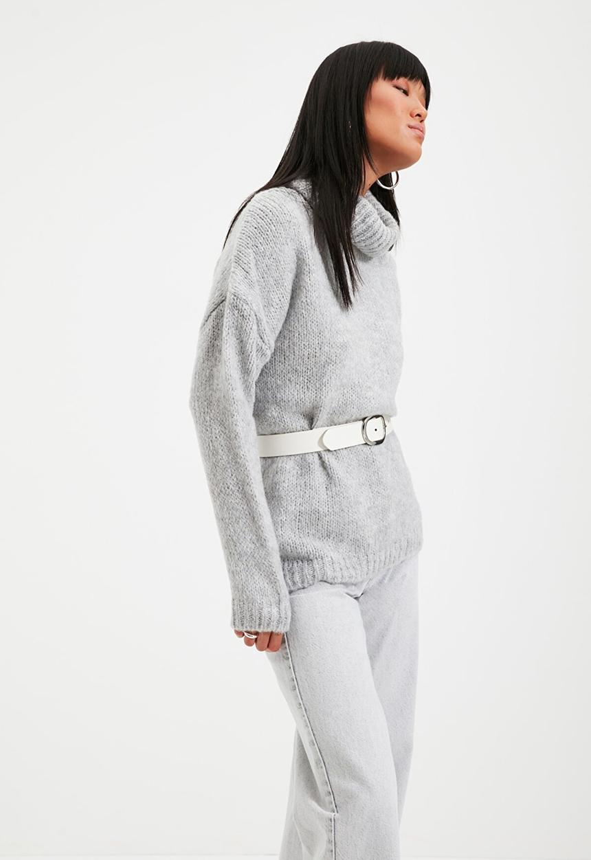 Trendyol - Turtleneck knit sweater - grey