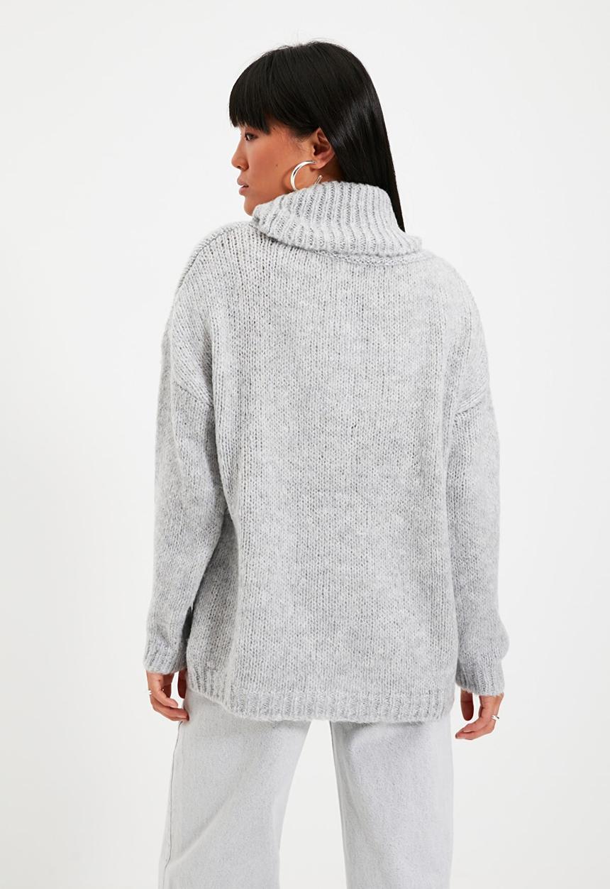 Trendyol - Turtleneck knit sweater - grey