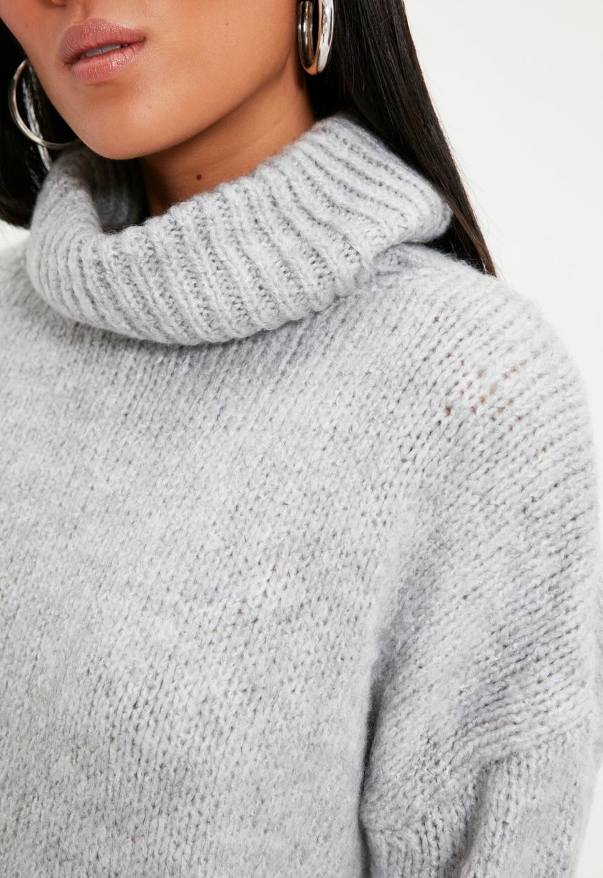 Trendyol - Turtleneck knit sweater - grey