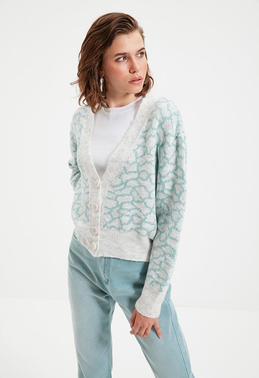 Trendyol - Jacquard knit cardigan - mint