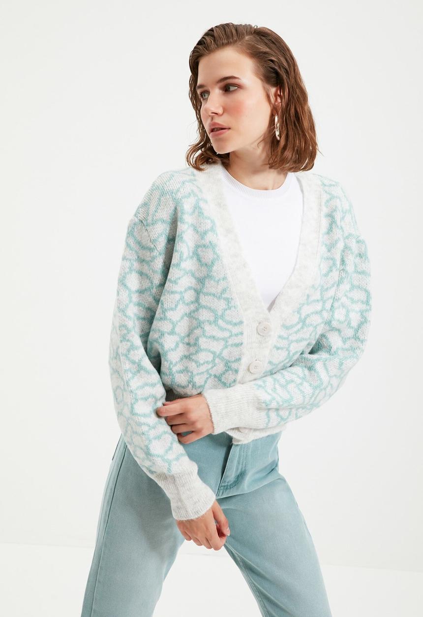 Trendyol - Jacquard knit cardigan - mint
