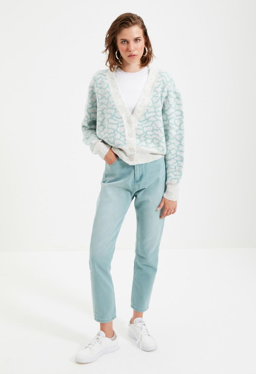 Trendyol - Jacquard knit cardigan - mint