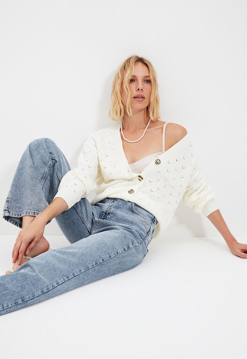 Trendyol - Knitted cardigan - ecru