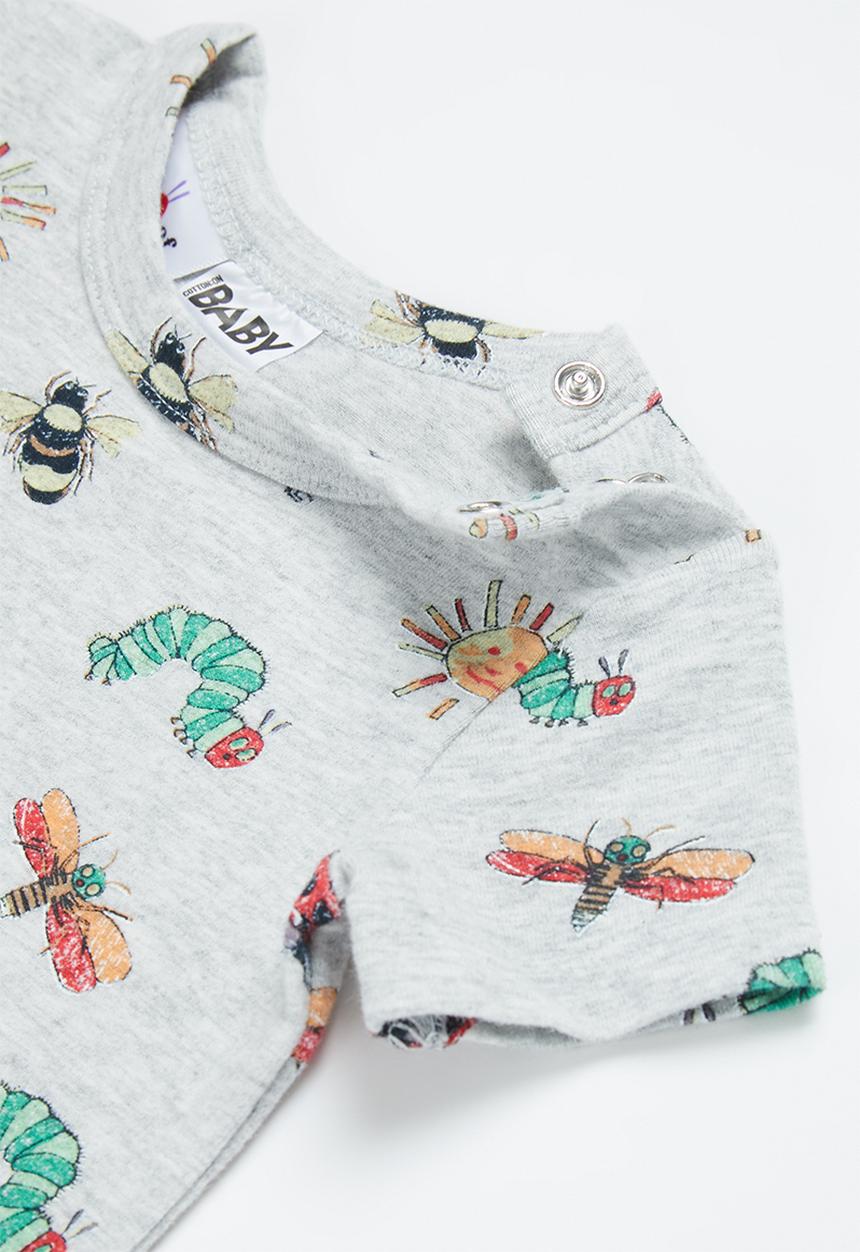 Cotton On - The short sleeve romper license  - lcn hun cloud marle/hungry insects