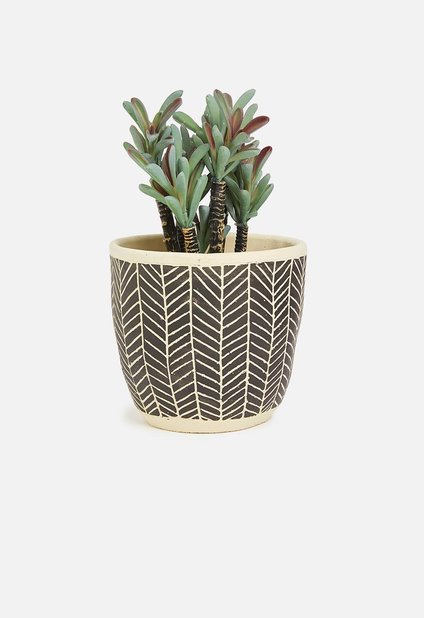 H&S - Mini pattern planter - chevron etched