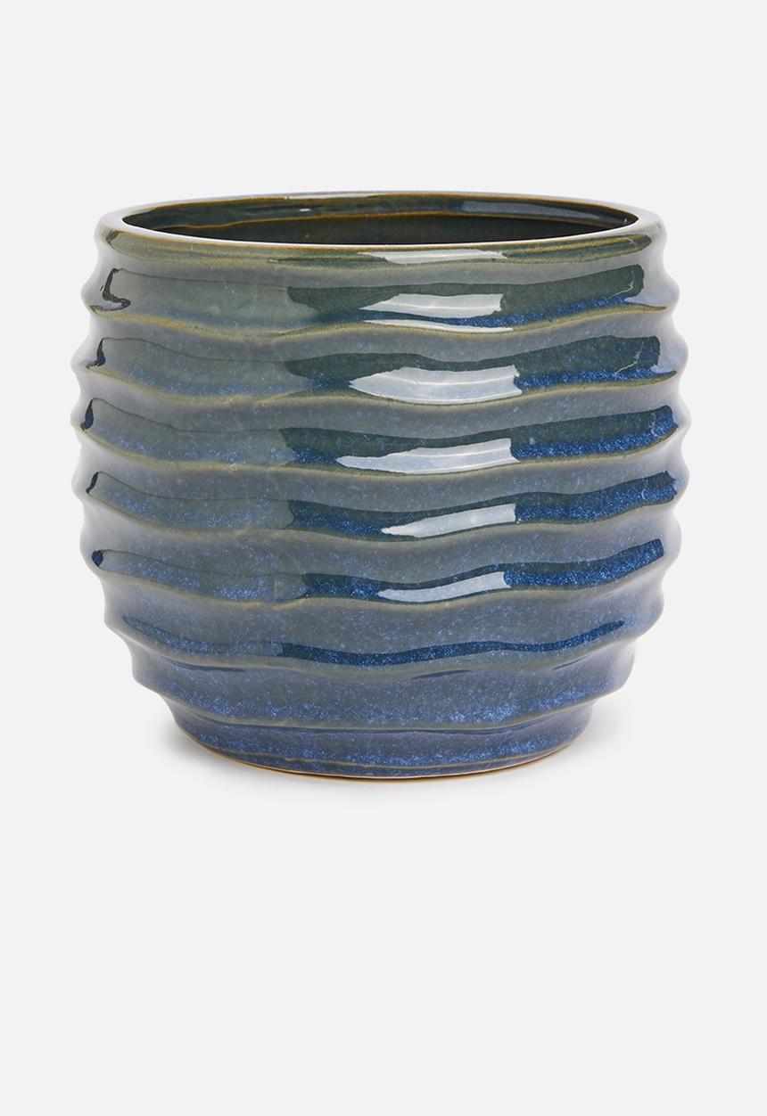 H&S - Contour reactive glaze pot - dark blue