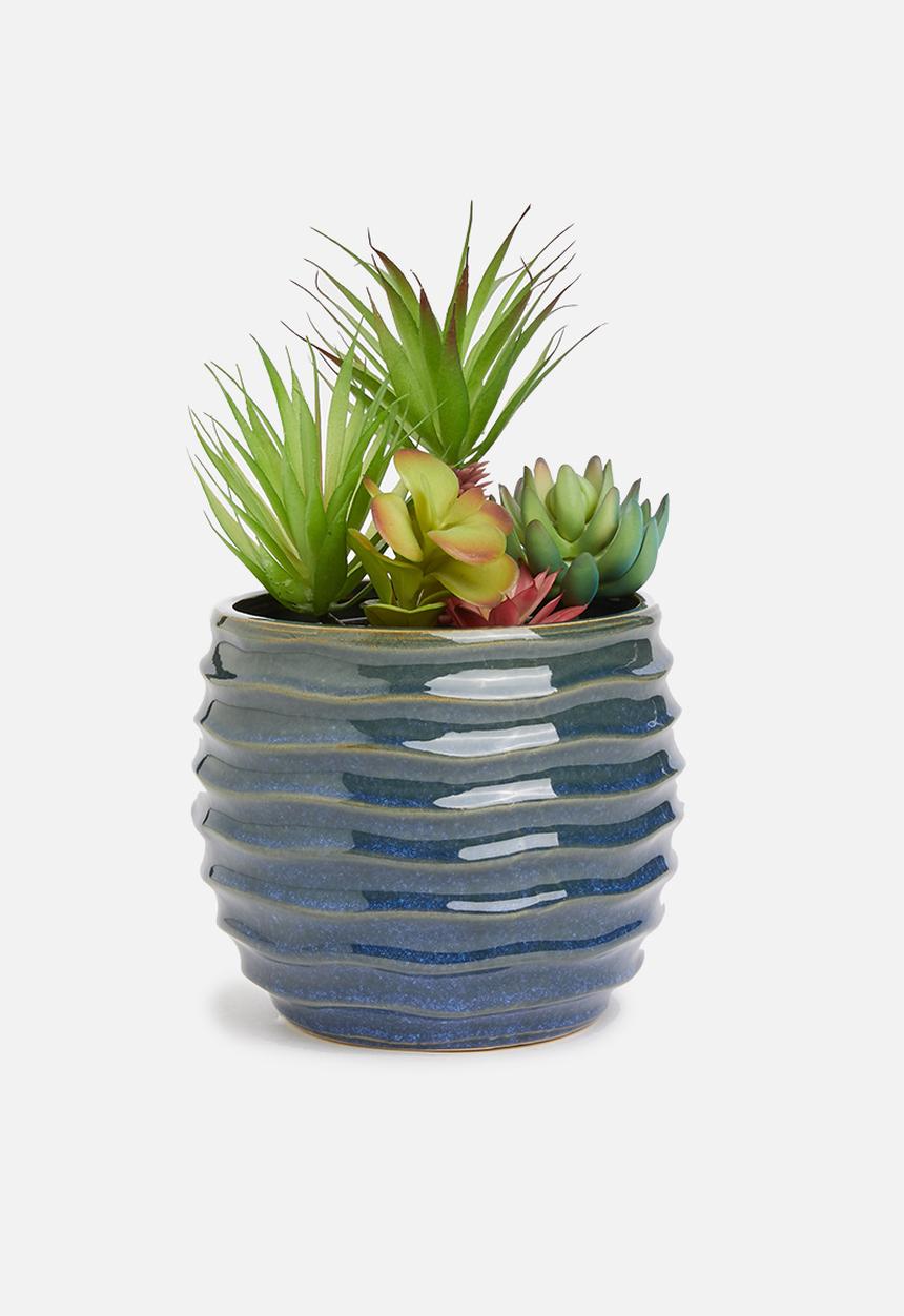H&S - Contour reactive glaze pot - dark blue