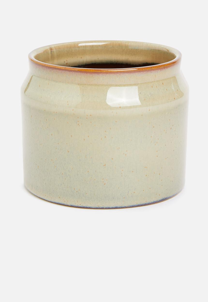 H&S - Lip porcelain reactive glaze pot - natural