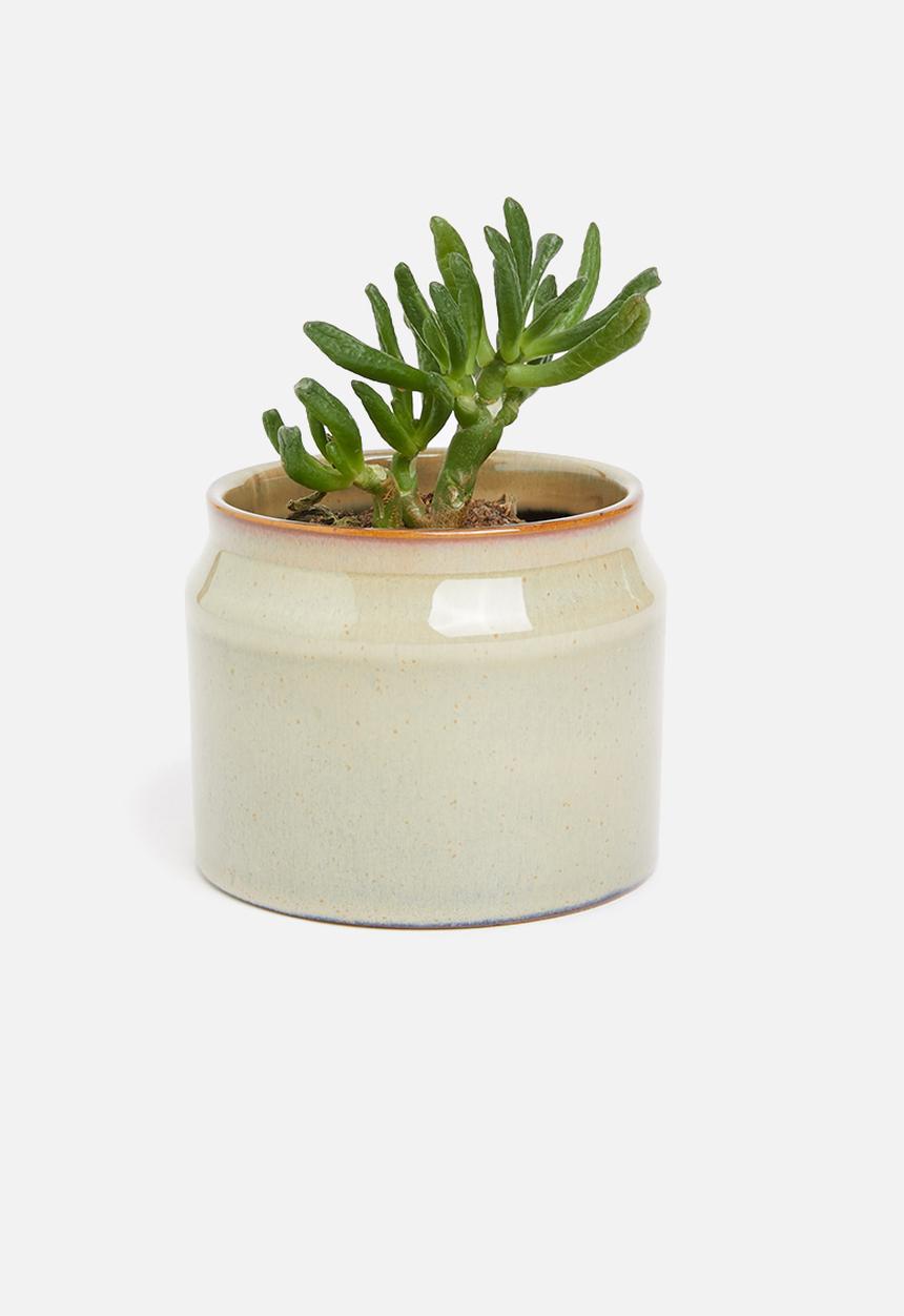 H&S - Lip porcelain reactive glaze pot - natural