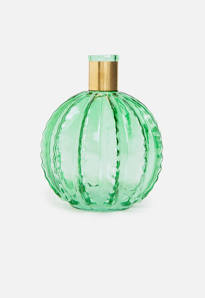 H&S - Golden neck glass vase - green