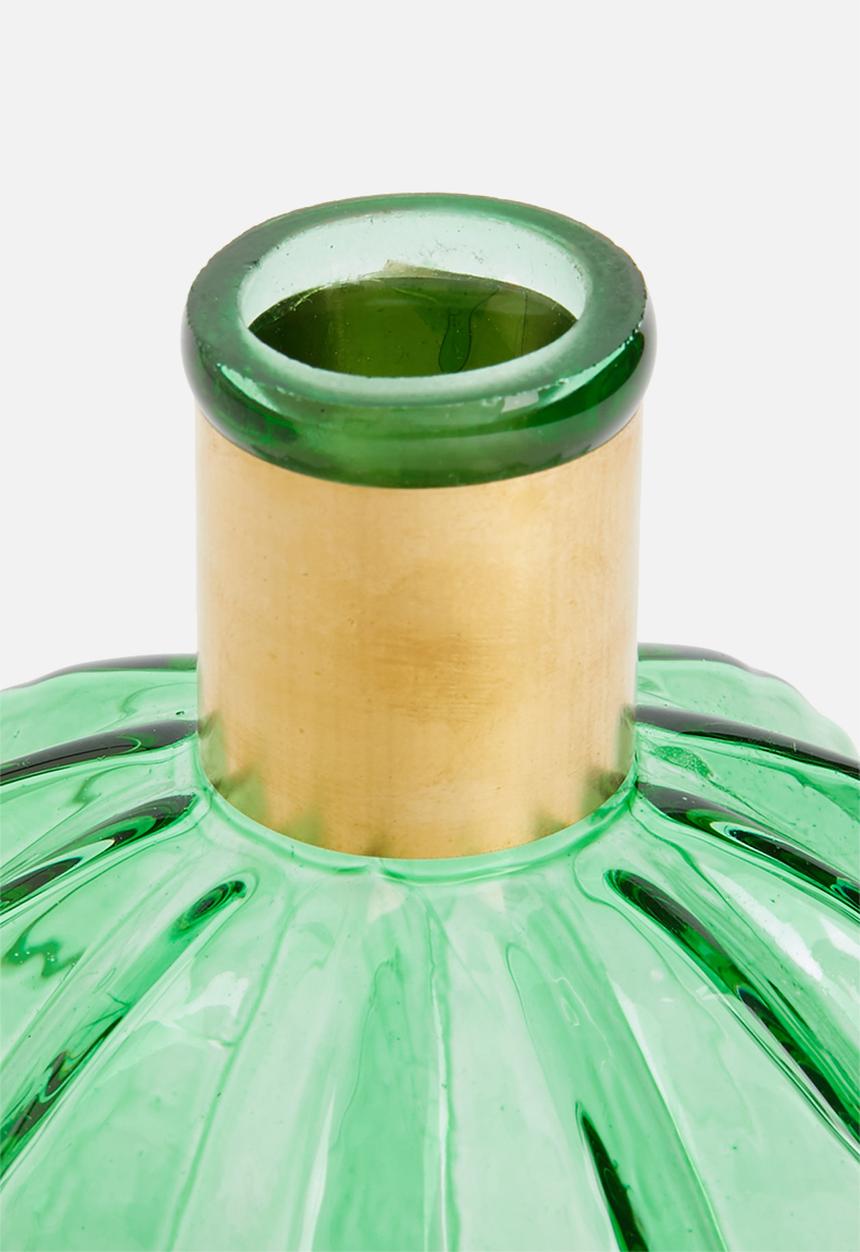 H&S - Golden neck glass vase - green