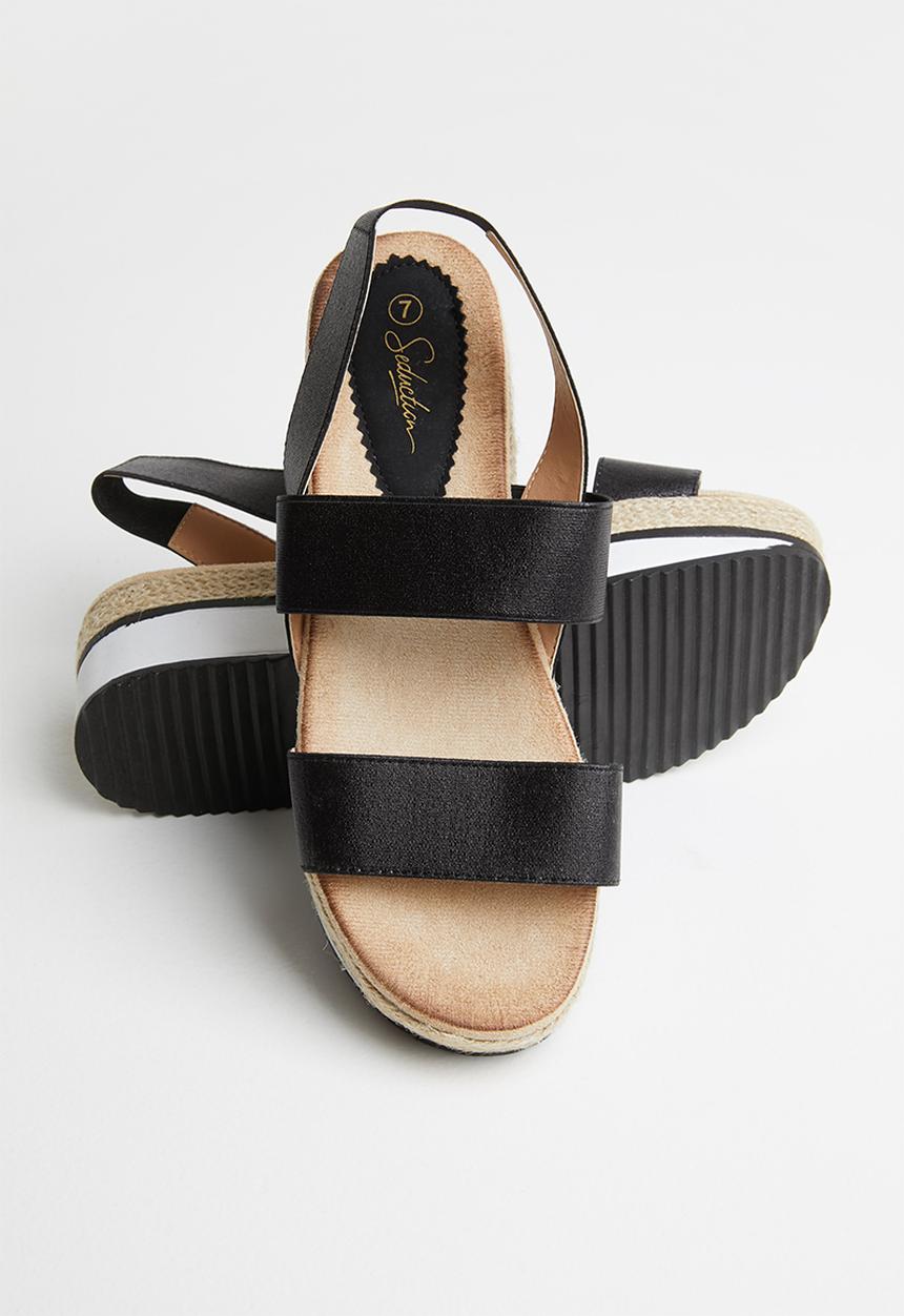 Seduction - Slingback flatform sandal - black