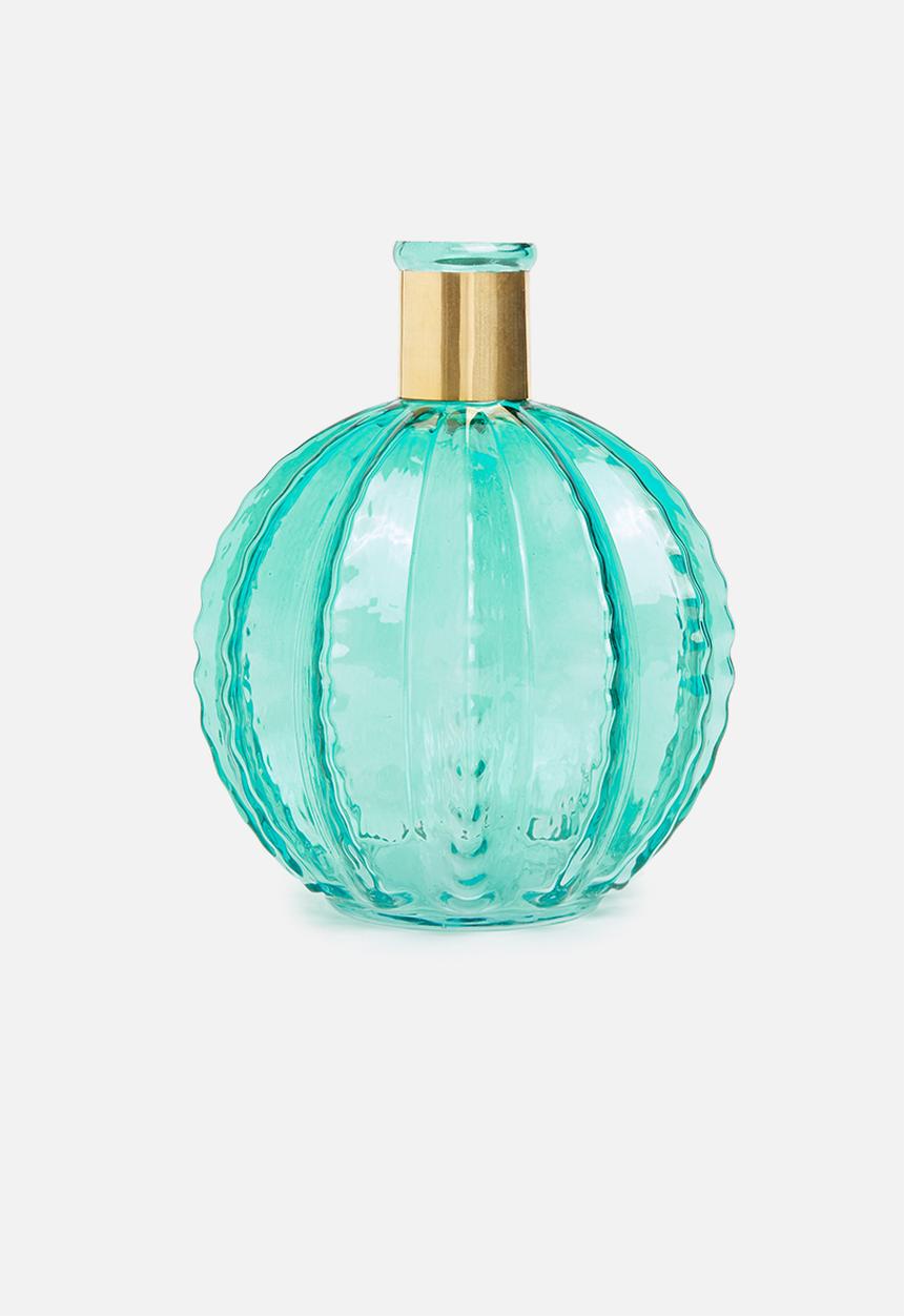 H&S - Golden neck glass vase - blue