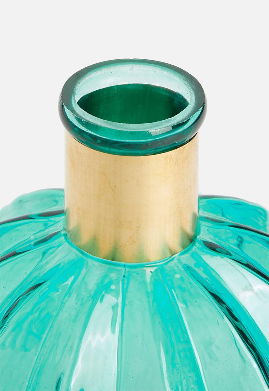 H&S - Golden neck glass vase - blue